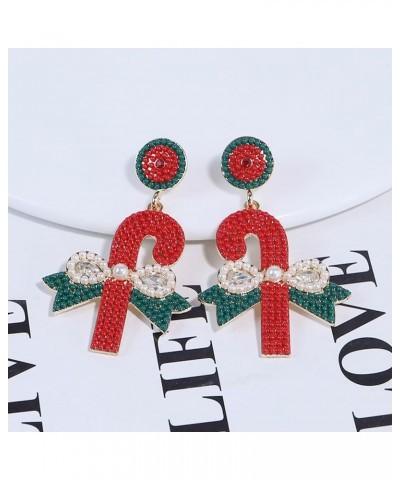 Christmas Earrings for Women Colorful Rhinestone Crystal Christmas Tree Elk Bowknot Bell Gingerbread Light Bulb Dangle Earrin...