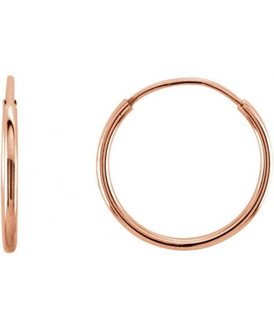 14K Gold Thin Continuous Endless Hoop Earrings, 10-24mm (1mm Tube) 12mm - Rose Gold $36.73 Earrings