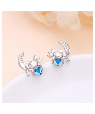 Axolotl Earrings/Necklace/Ring for Women Girls 925 Sterling Silver Hypoallergenic Axolotl Stud/Hoop Earrings Birthstone Cute ...