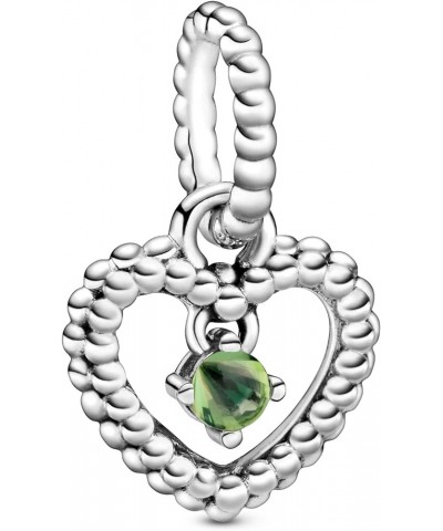 Color Birthday Stone Beaded Heart Crystal 925 Sterling Silver Dangle Charm - 798854 August - Sprng Green $25.00 Bracelets