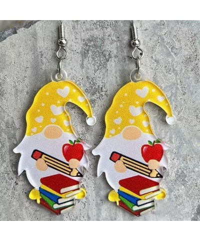 Acrylic Teacher Earrings Cute Apple Gnome Dangle Earrings Teacher's Day Appreciation Back To School Gifts for Women Girls One...