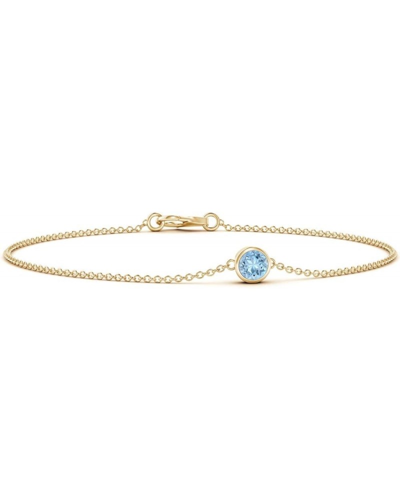 Natural Aquamarine Chain Bracelet for Women, Girls in 14K Solid Gold | March Birthstone Jewelry Gift for Her | Wedding Annive...