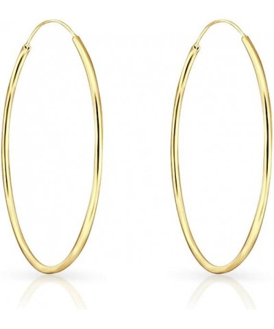 925 Sterling Silver 24K Yellow Gold Plated TINY/SMALL/MEDIUM/LARGE Endless Hoops/Sleepers Earrings - Thickness 1.2 mm - Outer...