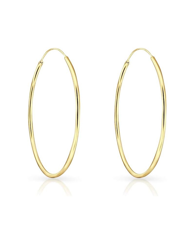 925 Sterling Silver 24K Yellow Gold Plated TINY/SMALL/MEDIUM/LARGE Endless Hoops/Sleepers Earrings - Thickness 1.2 mm - Outer...