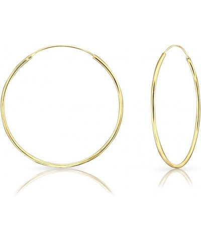 925 Sterling Silver 24K Yellow Gold Plated TINY/SMALL/MEDIUM/LARGE Endless Hoops/Sleepers Earrings - Thickness 1.2 mm - Outer...