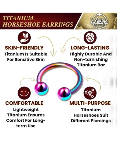 Anodized Titanium 14 gauge ear horseshoe Piercing Jewelry Eyebrow Daith Cartilage Helix Tragus 5mm Ball More Choices C03-14g(...