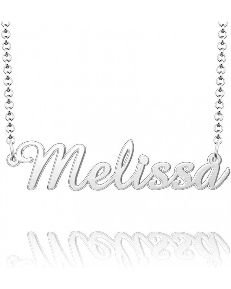 Personalized Custom Name Necklace 925 Sterling Silver Classic Script Initial Nameplate Necklaces Gifts for Girls Womens MELIS...