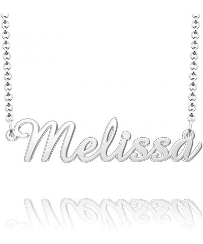 Personalized Custom Name Necklace 925 Sterling Silver Classic Script Initial Nameplate Necklaces Gifts for Girls Womens MELIS...