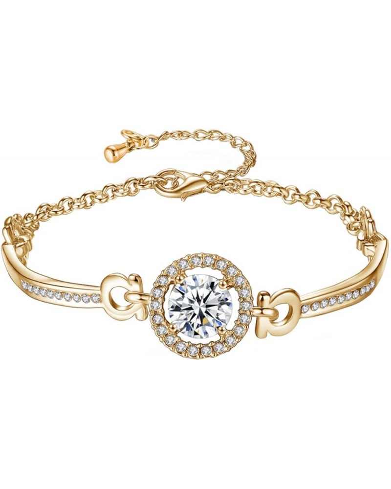 Bracelet for Women,Luxury Cubic Zirconia Inlaid Adjustable Chain Bracelet Bangle Women Jewelry Gift Golden $3.59 Bracelets