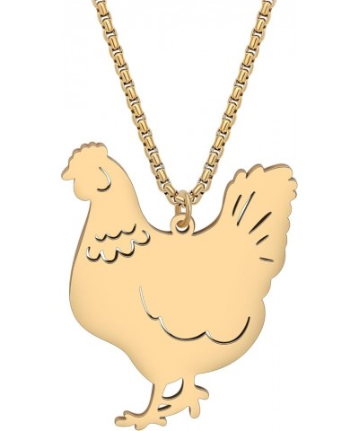 Stainless Steel 18K Gold Silver Plated Cute Hen Rooster Necklace for Women Girls Kids Farm Animal Chicken Pendant Jewelry Gif...