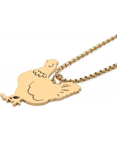 Stainless Steel 18K Gold Silver Plated Cute Hen Rooster Necklace for Women Girls Kids Farm Animal Chicken Pendant Jewelry Gif...