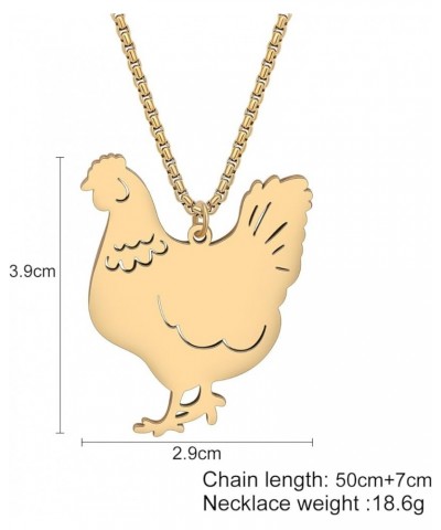 Stainless Steel 18K Gold Silver Plated Cute Hen Rooster Necklace for Women Girls Kids Farm Animal Chicken Pendant Jewelry Gif...