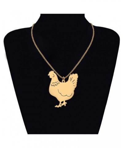 Stainless Steel 18K Gold Silver Plated Cute Hen Rooster Necklace for Women Girls Kids Farm Animal Chicken Pendant Jewelry Gif...