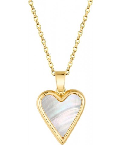 Gold Necklace for Women Heart Necklaces for Women 14k Gold Plated Necklaces for Women Gold Pendant Necklace for Women White $...