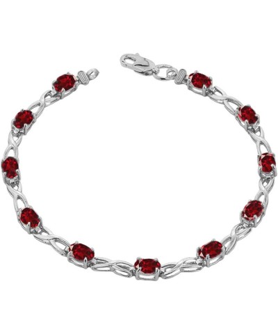 Elegant 10k White Gold Personalized Genuine Birthstone Infinity Bracelet 7.5 Inches Garnet $154.99 Bracelets