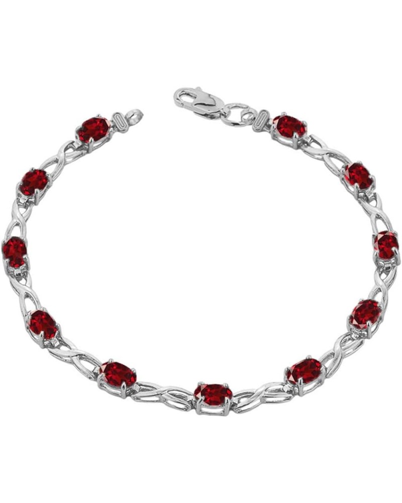 Elegant 10k White Gold Personalized Genuine Birthstone Infinity Bracelet 7.5 Inches Garnet $154.99 Bracelets