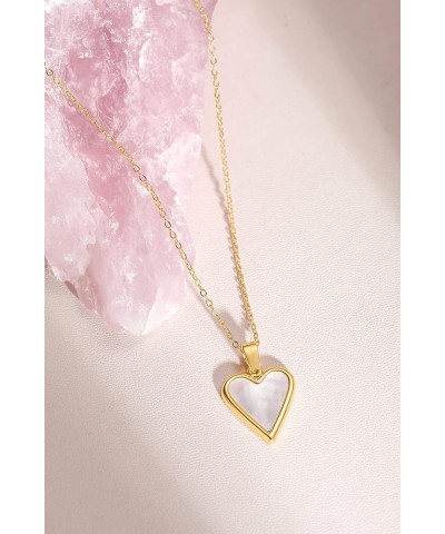 Gold Necklace for Women Heart Necklaces for Women 14k Gold Plated Necklaces for Women Gold Pendant Necklace for Women White $...