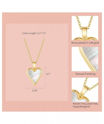 Gold Necklace for Women Heart Necklaces for Women 14k Gold Plated Necklaces for Women Gold Pendant Necklace for Women White $...