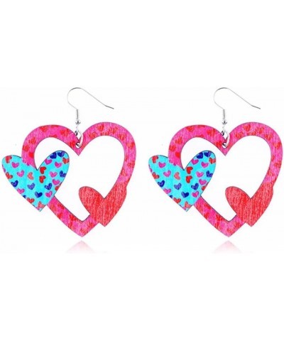 Valentines Day Love Hearts Wooden Drop Earrings for Women Girls Girlfriend Unique Lightweight Water Drop Love Heart Printed W...