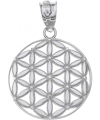 Round Flower Of Life Sacred Geometry Spiritual Necklace Pendant Sterling-Silver $14.49 Pendants