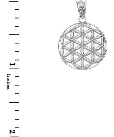 Round Flower Of Life Sacred Geometry Spiritual Necklace Pendant Sterling-Silver $14.49 Pendants