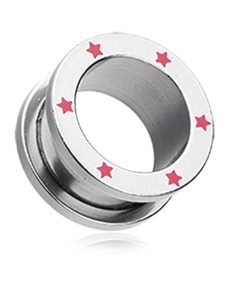 Red Stars Screw-Fit Ear Gauge Tunnel WildKlass Plug 0 GA (8mm) $9.03 Body Jewelry