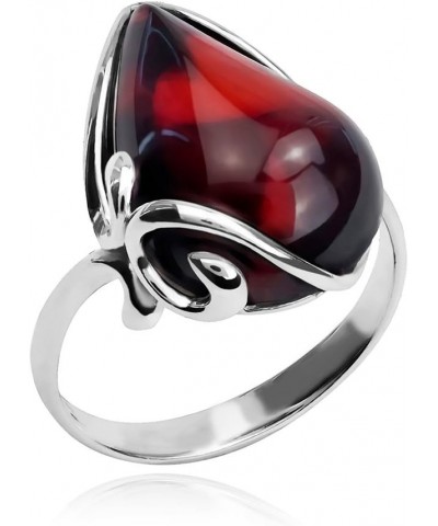 Black Cherry Amber Sterling Silver Ring $38.25 Rings