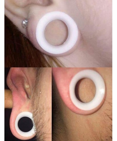 White Silicone Gauges for Ear Tunnels Plugs Double Flared Flexible Tunnels Earrings for Women Men Size 6G 4G 2G 0G 00G 12mm 1...