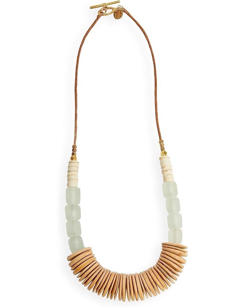 Willow Statement Necklace with Coconut, Glass & Shell Beads Basil $23.40 Necklaces