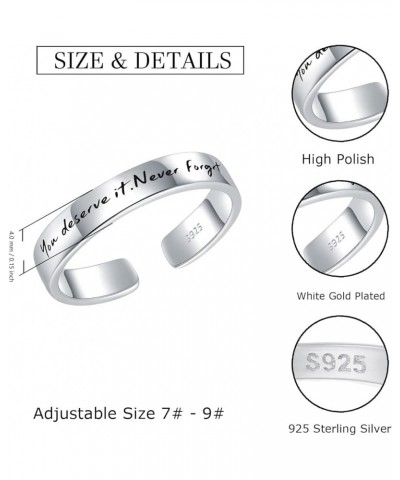 925-Sterling-Silver Adjustable Inspirational Ring for Women - You Deserve It Never Forget Engraved Rings Inspirational Gifts ...