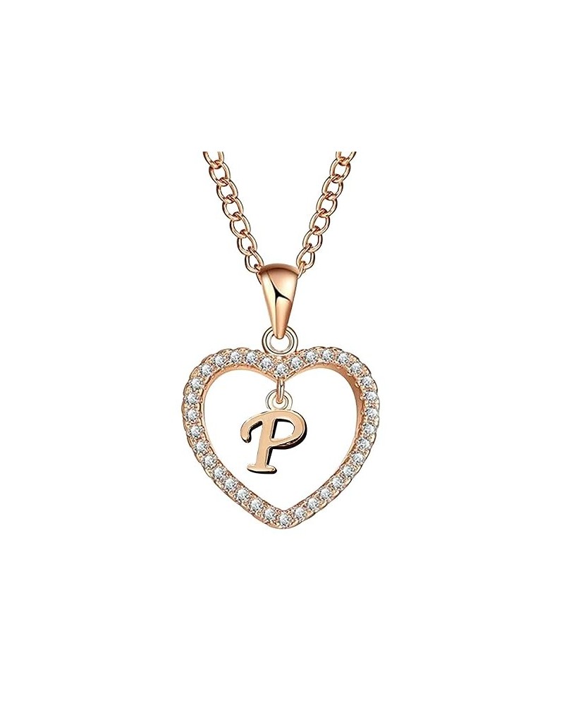 CZ Heart Pendant Initial Necklaces, Filled Heart Initial Necklaces for Teen Girls Women, Dainty Letter Necklace for Women Kid...