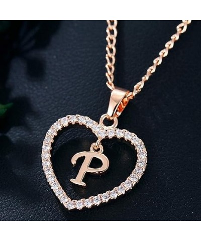 CZ Heart Pendant Initial Necklaces, Filled Heart Initial Necklaces for Teen Girls Women, Dainty Letter Necklace for Women Kid...