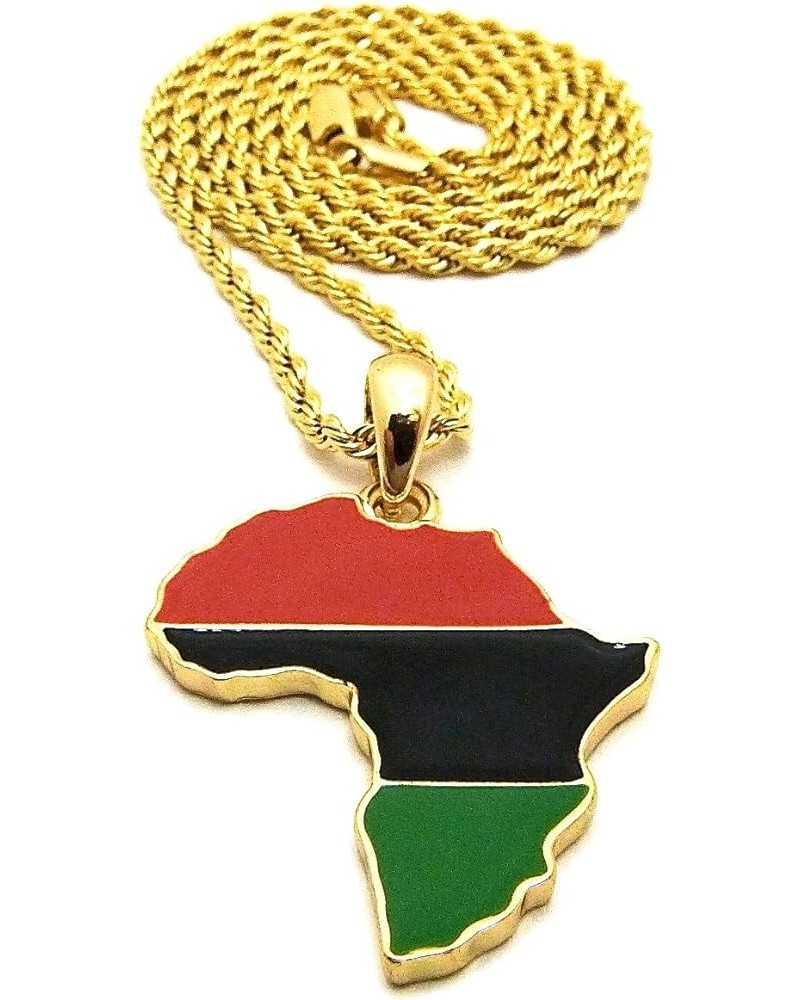 Pan Africa Metal African Pendant 24 Inch Long Necklace GOLD COLOR WITH 24 INCH ROPE CHAIN $10.29 Necklaces