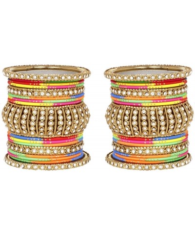 SANARA Antique Gold Plated Churi Indian Bollywood Arrangement Traditional Bangles Bracelet Set Bridal Women Wedding Wear Jewe...