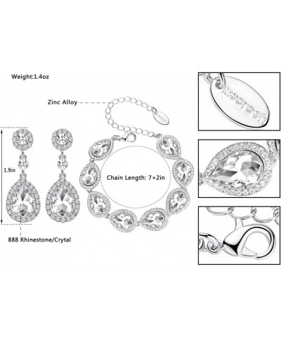 Flower Teardrop Earring and Bracelets Silver/Gold/Champagne Bridal Jewelry Sets for Women A-Clear $16.19 Jewelry Sets