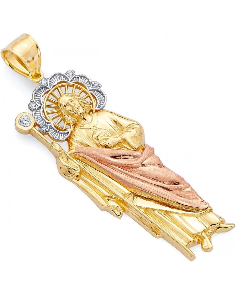 14k REAL Tri Color Gold San Judas Charm Pendant (Size : 41 x 12 mm) $89.44 Pendants