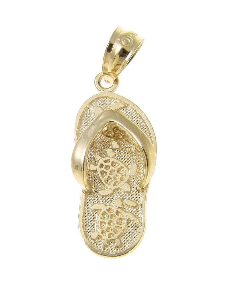 14K solid yellow gold Hawaiian slipper flip flop thong honu turtle charm pendant $45.50 Necklaces