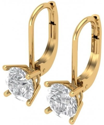 1Ct Brilliant Round Cut - Drop Dangle Earrings - Clear Simulated Diamond - 14K Yellow Gold - Lever Back Yellow Gold $60.14 Ea...