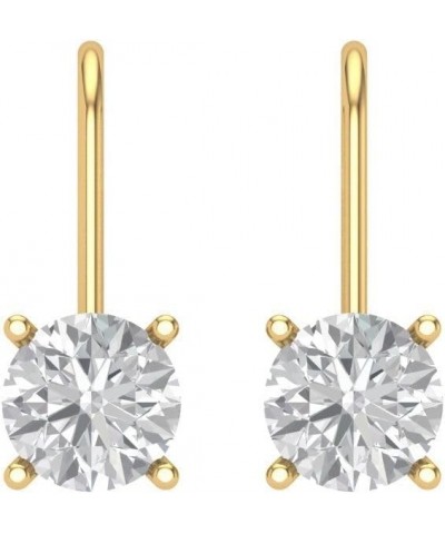 1Ct Brilliant Round Cut - Drop Dangle Earrings - Clear Simulated Diamond - 14K Yellow Gold - Lever Back Yellow Gold $60.14 Ea...