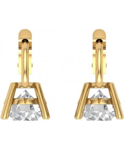 1Ct Brilliant Round Cut - Drop Dangle Earrings - Clear Simulated Diamond - 14K Yellow Gold - Lever Back Yellow Gold $60.14 Ea...