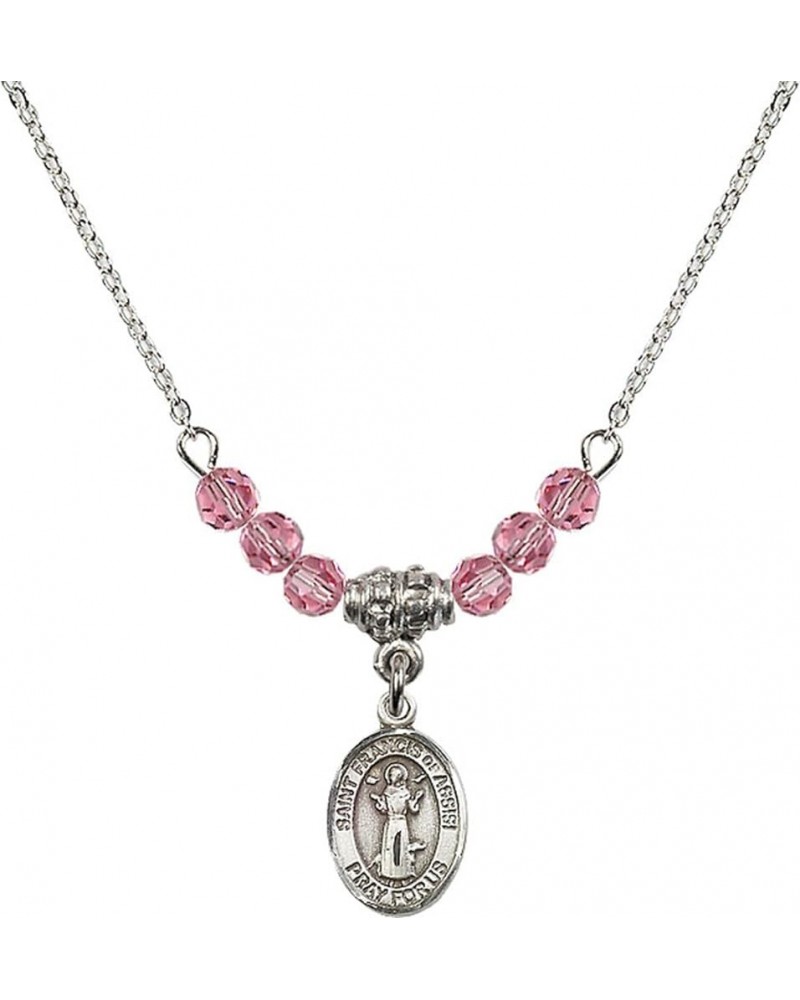 October Birth Month Bead Necklace with Catholic Patron Saint Petite Charm, 18 Inch Saint Francis of Assisi $44.05 Necklaces