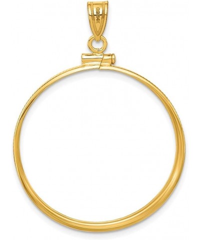 Gold Coin Pendant Mounting - 13mm 14mm 15mm Coin Size - Reeded Edge Bezel Frame Design - 14K White Gold - Screw Top with Bail...