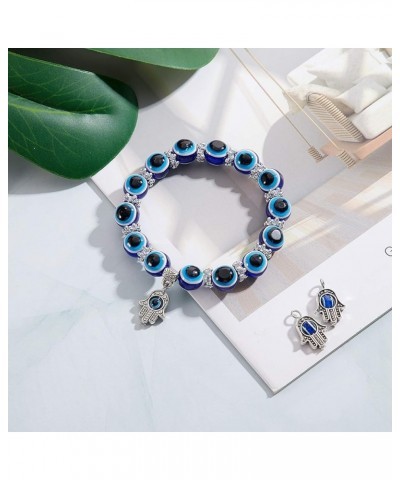 6 Pieces Evil Eye Bracelet Hamsa Blue Beaded Charm Stretch Bracelet Hand of Fatima Turkish Lucky Evil Eye Bracelet for Protec...