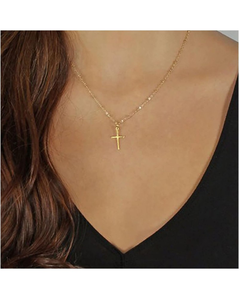 Boho Cross Choker Necklace Gold Jesus Cross Necklace Choker Gold Cross Pendant Necklace Vintage Crucifix Religious Necklace J...