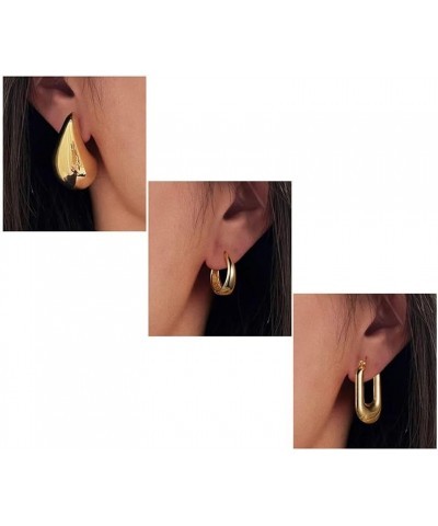 Gold Hoop Earrings for Women Trendy - 3/6/9 Pairs Chunky Thick Gold Hoop Earrings Set for Women Girls Huggie Hoop Twisted Lig...