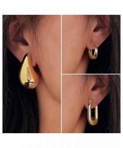 Gold Hoop Earrings for Women Trendy - 3/6/9 Pairs Chunky Thick Gold Hoop Earrings Set for Women Girls Huggie Hoop Twisted Lig...