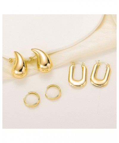 Gold Hoop Earrings for Women Trendy - 3/6/9 Pairs Chunky Thick Gold Hoop Earrings Set for Women Girls Huggie Hoop Twisted Lig...