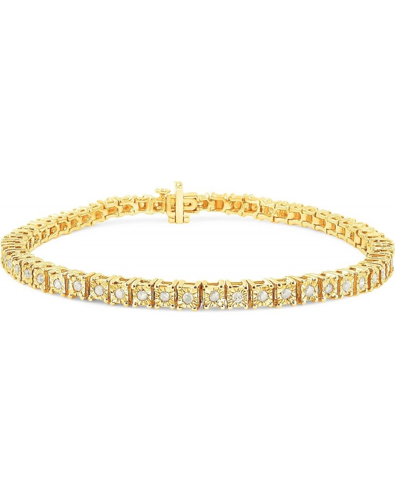 Sterling Silver 1.0 Cttw Diamond Square Frame Miracle-Set Tennis Bracelet (I-J, I3) - Choice of Metal Color and Size Yellow 8...