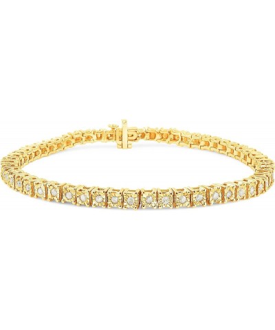 Sterling Silver 1.0 Cttw Diamond Square Frame Miracle-Set Tennis Bracelet (I-J, I3) - Choice of Metal Color and Size Yellow 8...