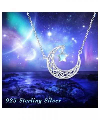 Crescent Moon and Sun Necklace 925 Sterling Silver Moonstone Pendant Necklace Celtic Jewelry Gift for Women star 1 $16.45 Nec...